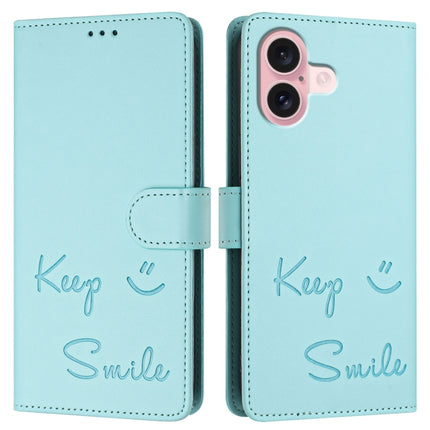 Smile Embossing RFID Leather Phone Case, For iPhone 16, For iPhone 15 Pro Max, For iPhone 15 Pro, For iPhone 15 Plus