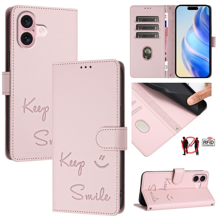 Smile Embossing RFID Leather Phone Case