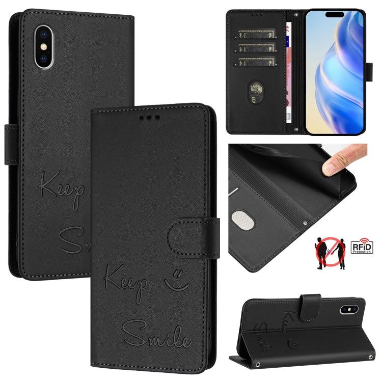 Smile Embossing RFID Leather Phone Case