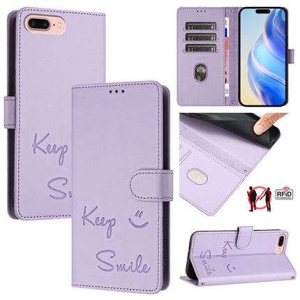 Smile Embossing RFID Leather Phone Case, For iPhone X / XS, For iPhone XR, For iPhone XS Max, For iPhone 8 Plus / 7 Plus
