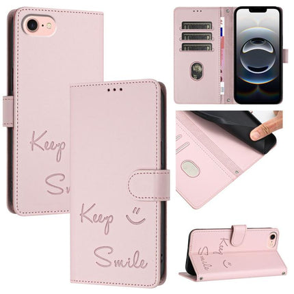 Smile Embossing RFID Leather Phone Case, For iPhone SE 2024, For iPhone 16 Pro Max, For iPhone 16 Pro, For iPhone 16 Plus