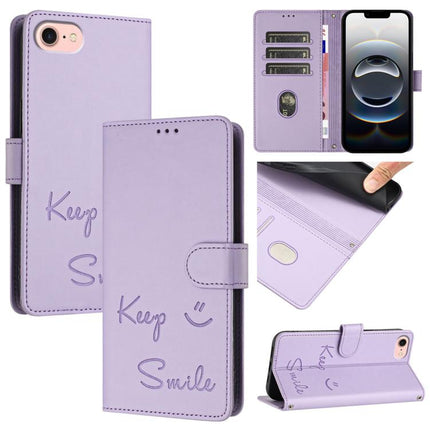 Smile Embossing RFID Leather Phone Case, For iPhone SE 2024, For iPhone 16 Pro Max, For iPhone 16 Pro, For iPhone 16 Plus