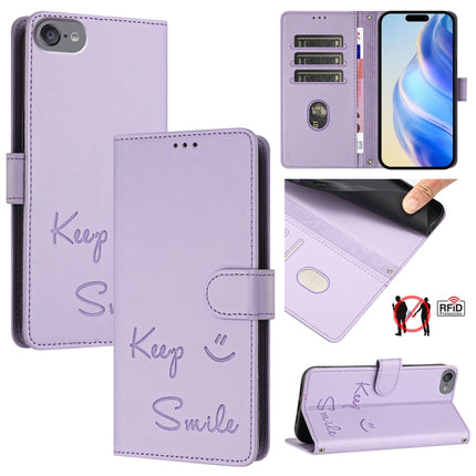 Smile Embossing RFID Leather Phone Case, For iPhone 11 Pro Max, For iPhone 11, For iPhone 11 Pro, For iPod Touch 7 / 6 / 5