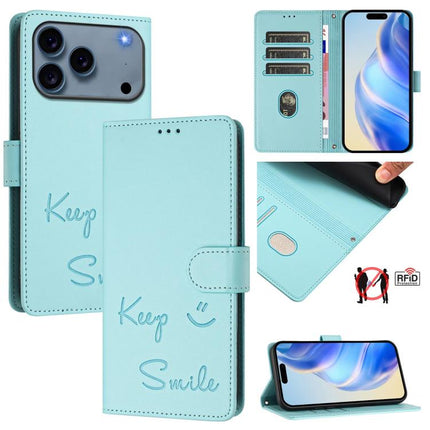 Smile Embossing RFID Leather Phone Case, For iPhone 17 Pro Max, For iPhone 17 Pro, For iPhone 17, For iPhone Air