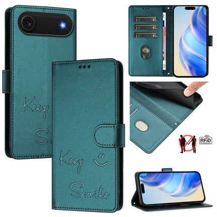 Smile Embossing RFID Leather Phone Case, For iPhone 17 Pro Max, For iPhone 17 Pro, For iPhone 17, For iPhone Air