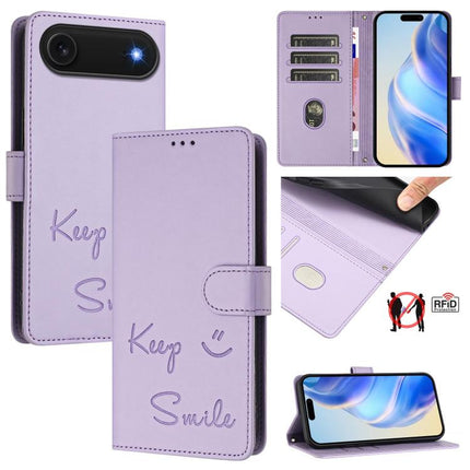 Smile Embossing RFID Leather Phone Case, For iPhone 17 Pro Max, For iPhone 17 Pro, For iPhone 17, For iPhone Air