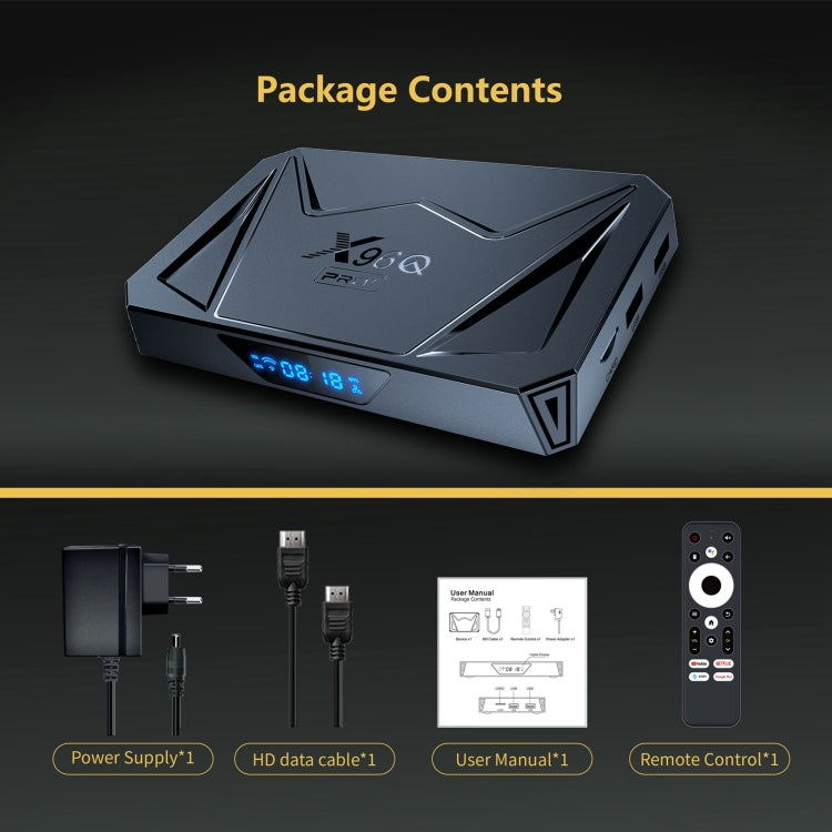 X96Q Pro+ Cortex-A55 Android 14 Octa-core CPU 4K HD Internet Set-top Box, 2GB+16GB, 4GB+32GB