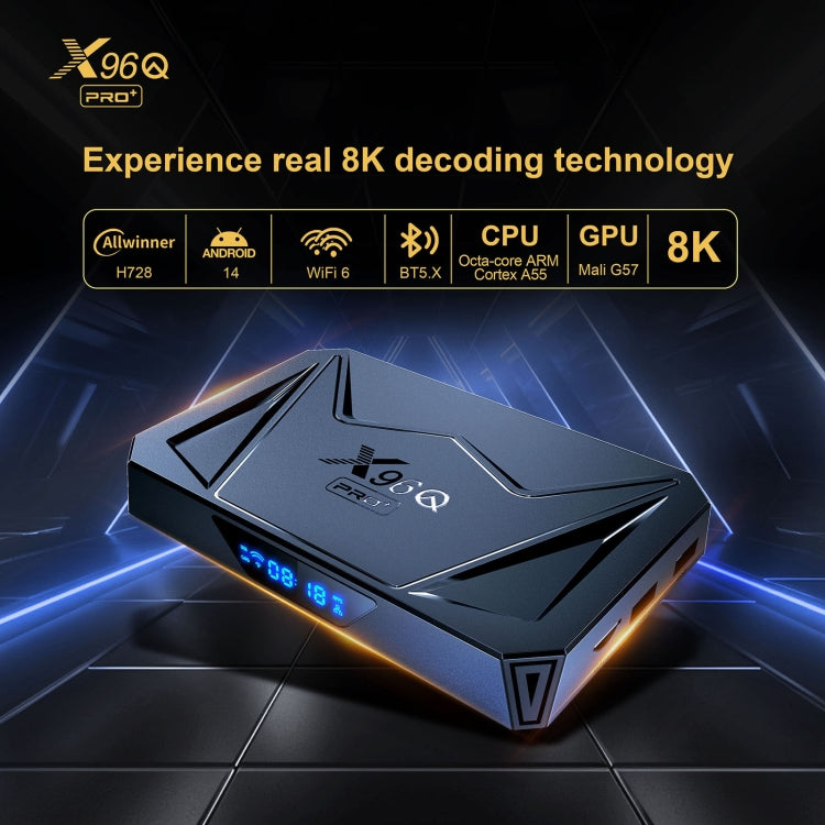 X96Q Pro+ Cortex-A55 Android 14 Octa-core CPU 4K HD Internet Set-top Box, 2GB+16GB, 4GB+32GB