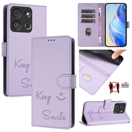 Smile Embossing RFID Leather Phone Case, For itel P55+, For itel P55 4G, For itel A05s, For itel A70