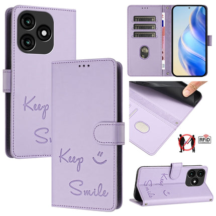 Smile Embossing RFID Leather Phone Case, For itel P55+, For itel P55 4G, For itel A05s, For itel A70