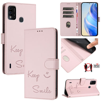 Smile Embossing RFID Leather Phone Case, For itel A48