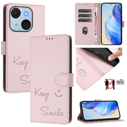 Smile Embossing RFID Leather Phone Case, For itel Power 70, For itel A80 4G, For itel A50C, For itel A50