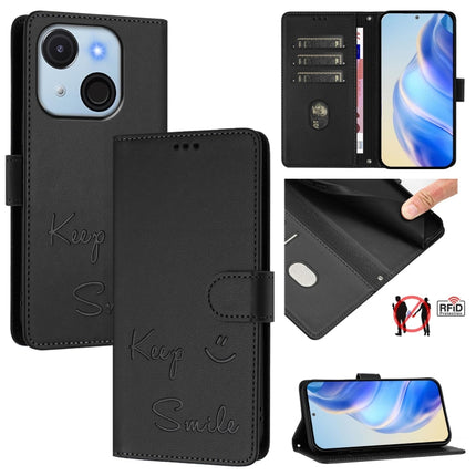 Smile Embossing RFID Leather Phone Case, For itel Power 70, For itel A80 4G, For itel A50C, For itel A50