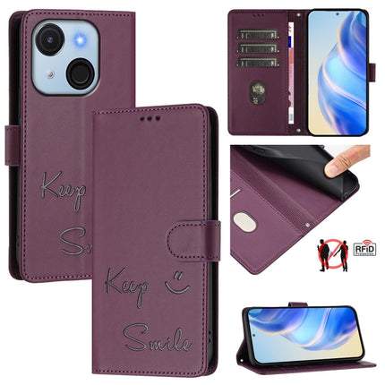 Smile Embossing RFID Leather Phone Case, For itel Power 70, For itel A80 4G, For itel A50C, For itel A50