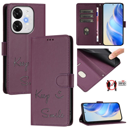 Smile Embossing RFID Leather Phone Case, For itel Power 70, For itel A80 4G, For itel A50C, For itel A50