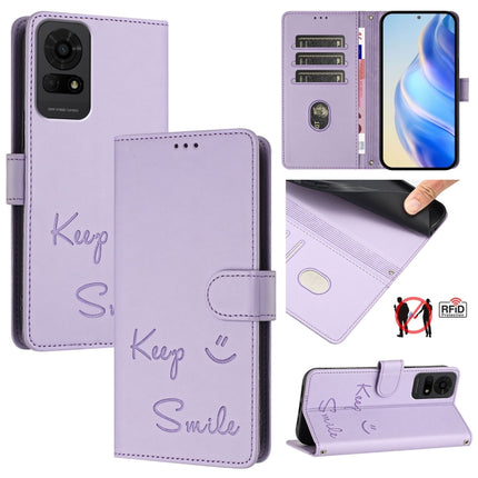 Smile Embossing RFID Leather Phone Case, For TCL 605 / 60 SE, For TCL 50 Pro NxtPaper, For TCL 50 LE 5G, For TCL 201