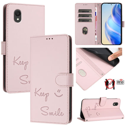 Smile Embossing RFID Leather Phone Case, For TCL 605 / 60 SE, For TCL 50 Pro NxtPaper, For TCL 50 LE 5G, For TCL 201