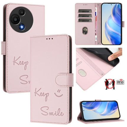 Smile Embossing RFID Leather Phone Case, For TCL 605 / 60 SE, For TCL 50 Pro NxtPaper, For TCL 50 LE 5G, For TCL 201