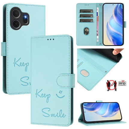Smile Embossing RFID Leather Phone Case, For TCL K70 Power 4G / K70 4G, For TCL Nxtpaper 70 Pro 5G, For TCL K32 5G / K33 5G, For TCL 60 NxtPaper