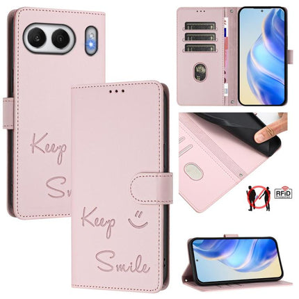 Smile Embossing RFID Leather Phone Case, For OnePlus 13R / Ace 5 Pro 5G, For OnePlus Nord 4 5G, For OnePlus Nord CE4 Lite, For OnePlus Nord 2 Lite