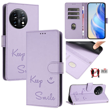 Smile Embossing RFID Leather Phone Case, For OnePlus 11R 5G Global, For OnePlus 11, For OnePlus Nord N300, For OnePlus Ace Pro / 10T
