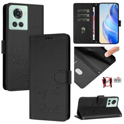 Smile Embossing RFID Leather Phone Case, For OnePlus Nord N20 SE, For OnePlus Nord 2T, For OnePlus 10R / Ace, For OnePlus Nord CE 2 5G