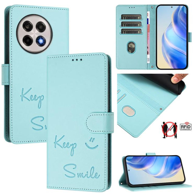 Smile Embossing RFID Leather Phone Case, For OnePlus 13R / Ace 5 Pro 5G, For OnePlus Nord 4 5G, For OnePlus Nord CE4 Lite, For OnePlus Nord 2 Lite