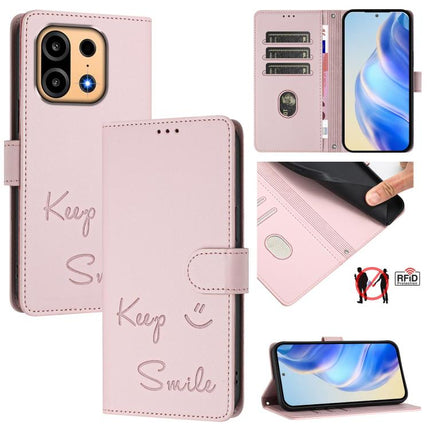 Smile Embossing RFID Leather Phone Case, For OnePlus Turbo 6X Pro 5G, For OnePlus Turbo 6 / Turbo 6V, For OnePlus Ace 5 Ultra, For OnePlus Ace 5 Racing