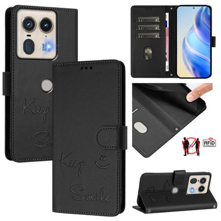 Smile Embossing RFID Leather Phone Case, For Motorola Moto G55, For Motorola Edge 50 5G Global, For Motorola Edge 50 Neo, For Motorola Moto E14