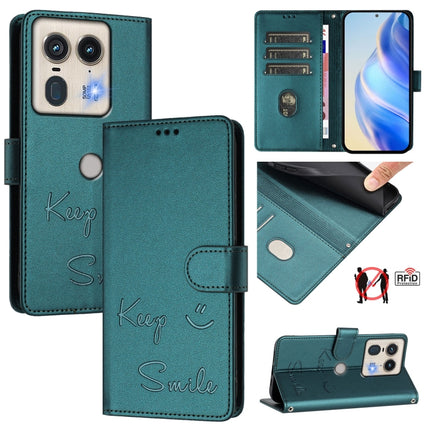 Smile Embossing RFID Leather Phone Case, For Motorola Moto G55, For Motorola Edge 50 5G Global, For Motorola Edge 50 Neo, For Motorola Moto E14