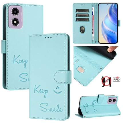 Smile Embossing RFID Leather Phone Case, For Motorola Moto G55, For Motorola Edge 50 5G Global, For Motorola Edge 50 Neo, For Motorola Moto E14