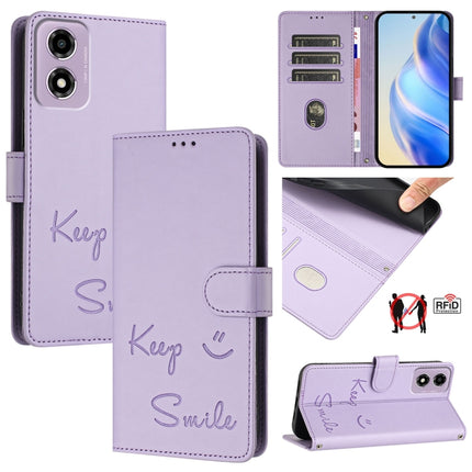 Smile Embossing RFID Leather Phone Case, For Motorola Moto G55, For Motorola Edge 50 5G Global, For Motorola Edge 50 Neo, For Motorola Moto E14