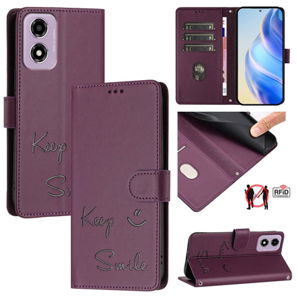 Smile Embossing RFID Leather Phone Case, For Motorola Moto G55, For Motorola Edge 50 5G Global, For Motorola Edge 50 Neo, For Motorola Moto E14