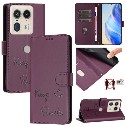 Smile Embossing RFID Leather Phone Case, For Motorola Moto G85, For Motorola Moto G53Y 5G/G53J 5G, For Motorola Edge 50 Ultra, For Motorola Edge 50 Pro