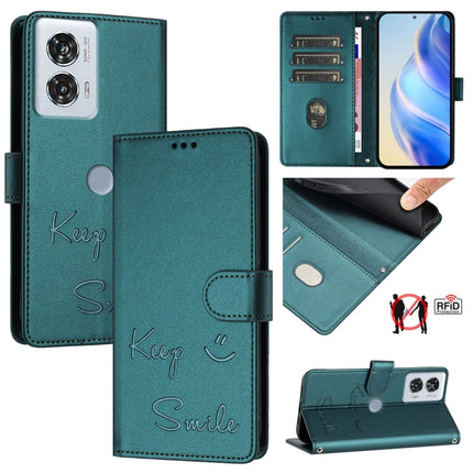 Smile Embossing RFID Leather Phone Case, For Motorola Edge 50 Fusion, For Motorola Moto G 5G 2024 Global, For Motorola Moto G Stylus 5G 2024, For Motorola Moto G24 4G Global