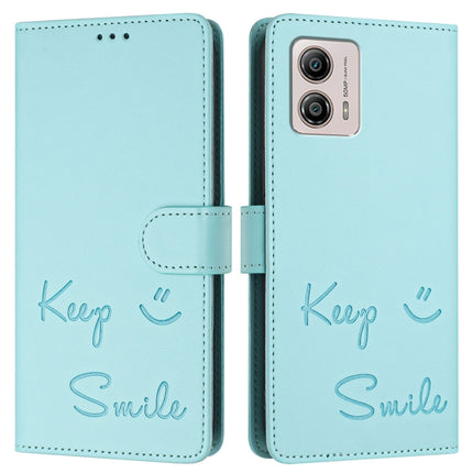 Smile Embossing RFID Leather Phone Case, For Motorola Moto G53 5G/G13 4G/G23 4G, For Motorola Moto E13 4G, For Motorola Moto G73 5G, For Motorola Edge+ 2023/Moto X40