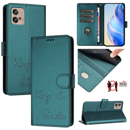 Smile Embossing RFID Leather Phone Case, For Motorola Moto G32, For Motorola Moto G42, For Motorola Moto G62 5G Global, For Motorola Moto G22 4G/E32s