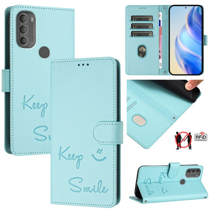 Smile Embossing RFID Leather Phone Case, For Motorola Moto G Power 2022, For Motorola Edge 30 Ultra, For Motorola Moto G71 5G, For Motorola Moto G60/G40 Fusion