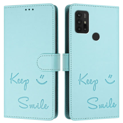 Smile Embossing RFID Leather Phone Case, For Motorola Moto G30/G10/G20, For Motorola Moto G10 Power, For Motorola Moto E7 Power, For Motorola One 5G Ace/Moto G 5G