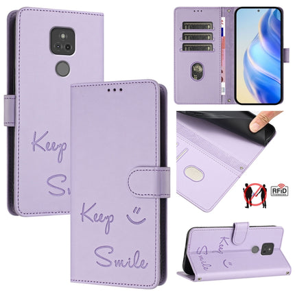 Smile Embossing RFID Leather Phone Case, For Motorola Moto G Power 2021, For Motorola Moto G Play 2021, For Motorola Moto G Stylus 5G 2021, For Motorola Moto G Stylus 2021 4G