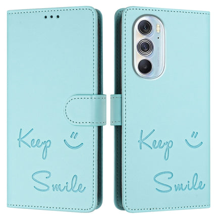 Smile Embossing RFID Leather Phone Case, For Motorola Edge+ 2022