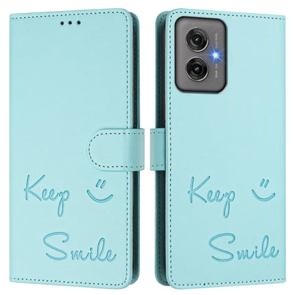 Smile Embossing RFID Leather Phone Case, For Motorola Moto G55, For Motorola Edge 50 5G Global, For Motorola Edge 50 Neo, For Motorola Moto E14