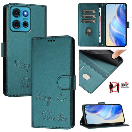 Smile Embossing RFID Leather Phone Case, For Motorola Moto G05, For Motorola Moto G15, For Motorola Moto G75 5G, For Motorola Moto G35