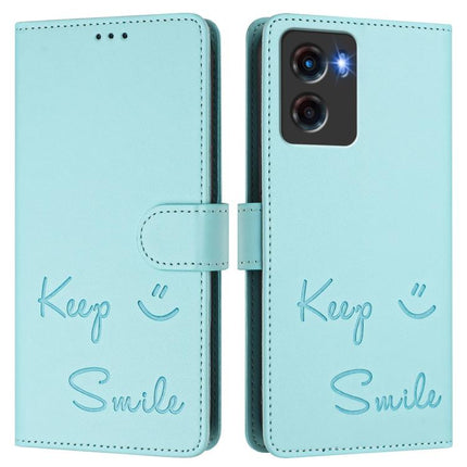 Smile Embossing RFID Leather Phone Case, For Motorola Moto G05, For Motorola Moto G15, For Motorola Moto G75 5G, For Motorola Moto G35