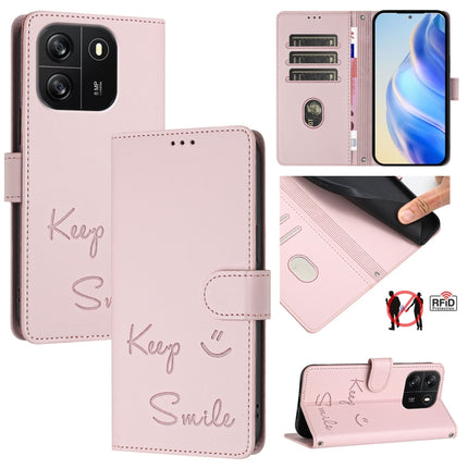 Smile Embossing RFID Leather Phone Case, For Blackview Wave 6C, For Blackview Shark 8, For Blackview A53, For Blackview A52