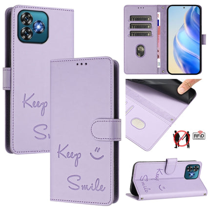 Smile Embossing RFID Leather Phone Case, For Oukitel C59 / C59 Pro, For Oukitel C57s, For Oukitel C53, For Oukitel C50