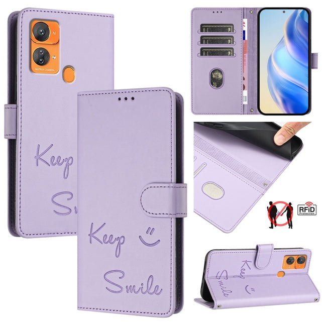 Smile Embossing RFID Leather Phone Case, For Oukitel C33