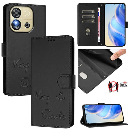 Smile Embossing RFID Leather Phone Case, For Oukitel C59 / C59 Pro, For Oukitel C57s, For Oukitel C53, For Oukitel C50