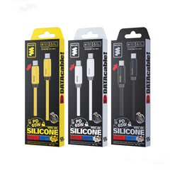 WK WDC-28 Elastic Genuine Silicone 1m PD65W Type-C to Type-C Fast Charging Data Cable