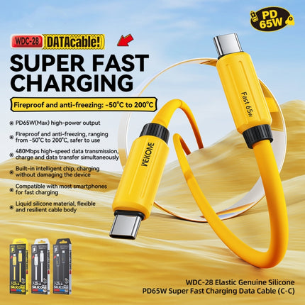 WK WDC-28 Elastic Genuine Silicone 1m PD65W Type-C to Type-C Fast Charging Data Cable, WDC-28